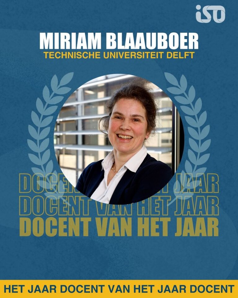 Dr. Miriam Blaauboer is door Het Interstedelijk Studenten Overleg (ISO) uitgeroepen tot Docent van het Jaar
